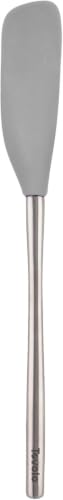 Jar Spatula Silicone Long Stainless Steel Handle Scraper Spatula Oyster Gray (Oyster Gray / Jar Scraper)