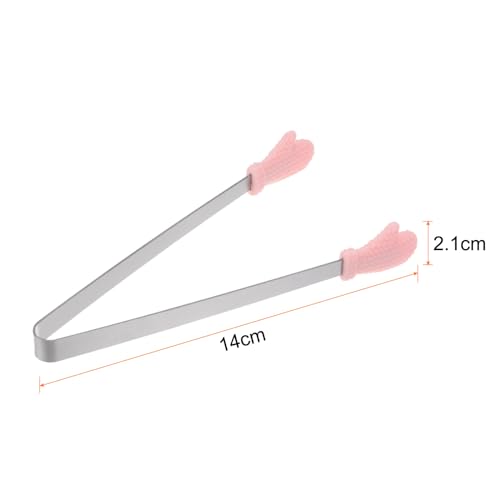 Mini Food Tongs 5.5" Gloves Shape Stainless Steel with Silicon Tips Small Cooking Tongs Kitchen Food Tongs Serving Tongs for Cooking Grilling BBQ Barbecue Kitchen (Pink)