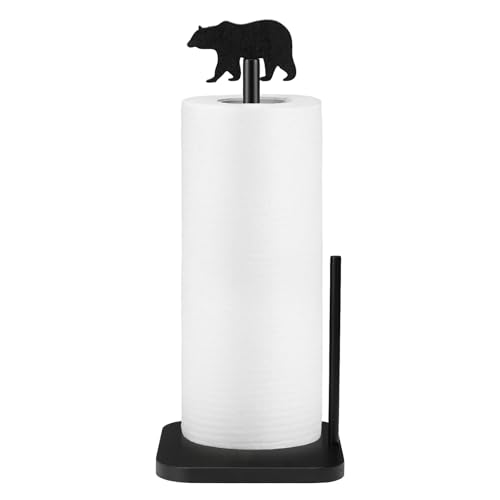 Paper Towel Holder Wooden Standing Countertop (Black Bear)