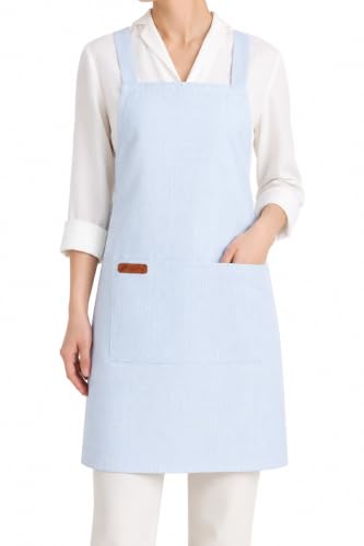 Aprons for Women with Pockets (Light Blue)