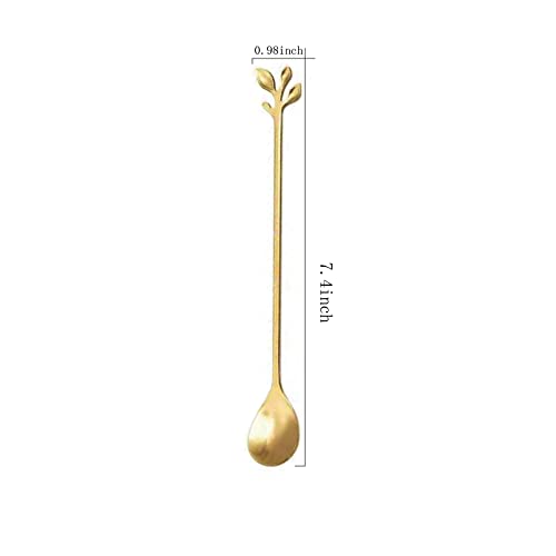 6 Pack Gold Leaf Long Handle Spoons