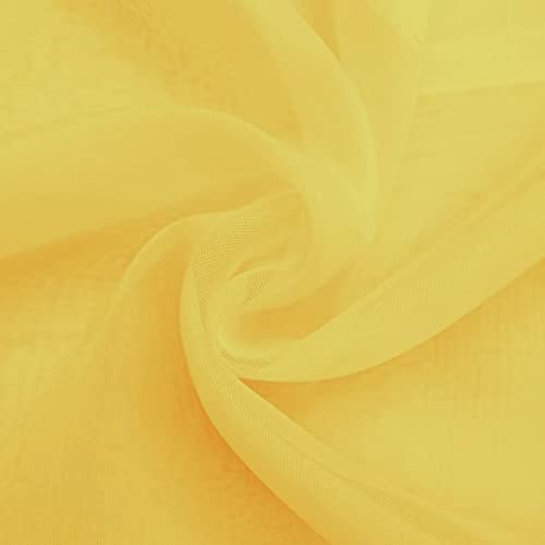 Sheer Voile Window Treatment Rod Pocket Curtain Panels for Kitchen Bedroom Living Room Drapes Sunlight Filtering Privacy Semi Home Decor Assorted Colors Sizes (Yellow / 52"W x 72"L (Pack of 2))
