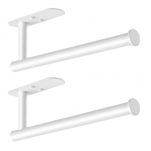 Self Adhesive Paper Towel Holder Under Cabinet Mount (White / 2 Pack)