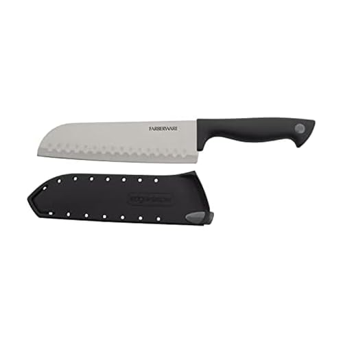 EdgeKeeper 7 Inch Santoku Knife with Sharpening Cover (Black/Gray / 7" / Santoku Knife)
