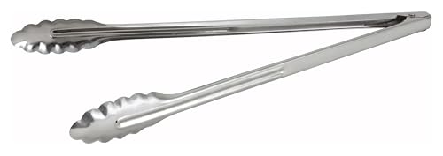 Coiled Spring Medium Weight Stainless Steel Utility Tong (16-Inch / Standard)