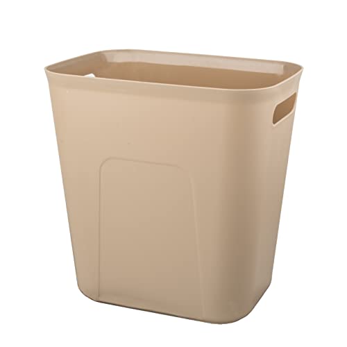 Plastic Small Trash Can Wastebasket (Khaki / 3.5 Gallon)