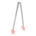 Mini Food Tongs 5.67" Hand Shape Stainless Steel with Silicon Tips Small Cooking Tongs Kitchen Food Tongs Serving Tongs for Cooking Grilling BBQ Barbecue Kitchen (Pink)