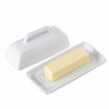 White Ceramic Butter Dish with Lid (White-Pearl)