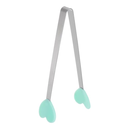 Mini Food Tongs 5.3" Heart Shape Stainless Steel with Silicon Tips Small Cooking Tongs Kitchen Food Tongs Serving Tongs for Cooking Grilling BBQ Barbecue Kitchen (LightGreen)