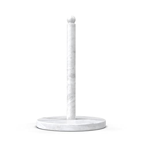 African Natural Marble Paper Towel Holder Countertop (White Marble-namib Fantasy Stone Rod / 7" Base)