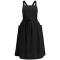 Apron Cute Dress for Women Frill Cross Back Cotton Linen Japanese Apron With Pockets Maid Pinafore Apron Housewife Garden Cooking Baking Pottery Pinafore Apron Dark Gray Adult One Size (Dark Gray Adult / One Size)