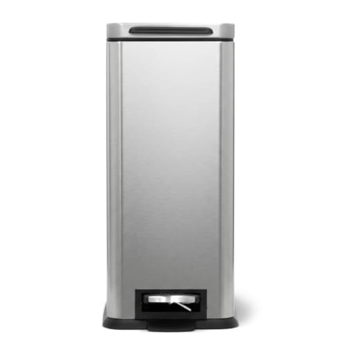 8 Gallon Kitchen Trash Can with Slim Fit Design (Silver / Solid)
