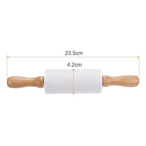 Silicone Rolling Pins for Baking 9.25 Inch Non (White / 23.5cm x 4.2cm)