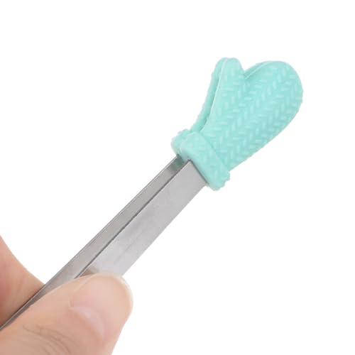 Mini Food Tongs 5.5" Gloves Shape Stainless Steel with Silicon Tips Small Cooking Tongs Kitchen Food Tongs Serving Tongs for Cooking Grilling BBQ Barbecue Kitchen (LightGreen)