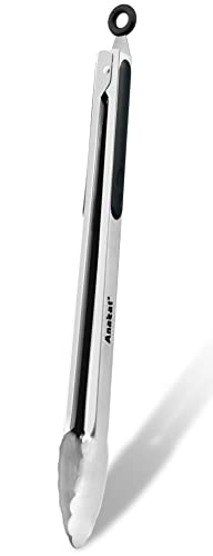 Extra Long Stainless Steel Grilling Locking Tong (17 Inch / 1 Pc Stainless Steel - Black)