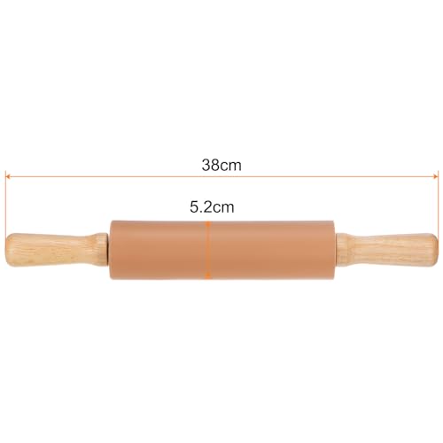 Silicone Rolling Pins for Baking 14.96 Inch Non (Brown / 38cm x 5.2cm)