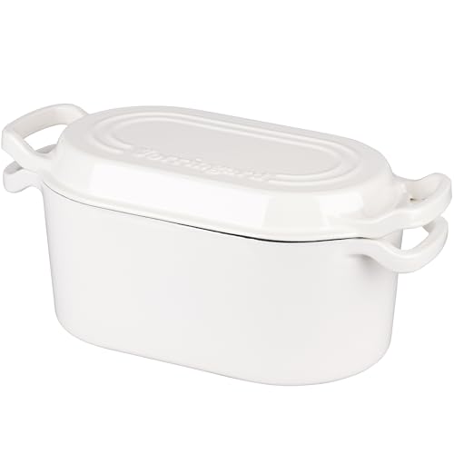 Oval Dutch Oven Pot with Lid (White)