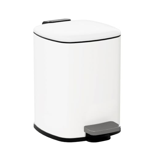 Bathroom Trash Can with Lid (White / 1.6 gallons)