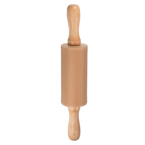 Silicone Rolling Pins for Baking 9.25 Inch Non (Brown / 23.5cm x 4.2cm)