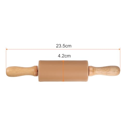 Silicone Rolling Pins for Baking 9.25 Inch Non (Brown / 23.5cm x 4.2cm)