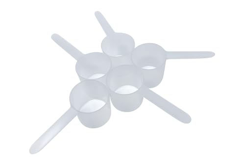 1/2 Cup (4 Oz. | 118.4 mL) Long Handle Plastic Measuring Scoop for Coffee, Protein Powder, Pet Food, Spices, Grains, Dry Goods – Food-Grade BPA-Free (Pack of 5) (118.4 mL | 1/2 Cup | 4 Oz.)
