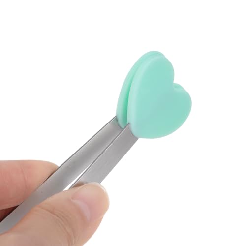 Mini Food Tongs 5.3" Heart Shape Stainless Steel with Silicon Tips Small Cooking Tongs Kitchen Food Tongs Serving Tongs for Cooking Grilling BBQ Barbecue Kitchen (LightGreen)