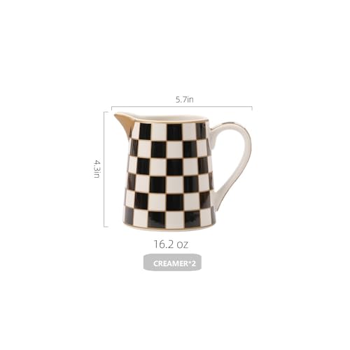 Checker Porcelain Creamer Pitcher Set of 2