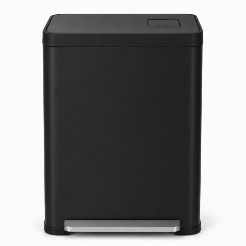 19 Gallon Kitchen Trash Can with Dual Compartments (Black / 19 Gallon)