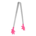 Mini Food Tongs 5.67" Hand Shape Stainless Steel with Silicon Tips Small Cooking Tongs Kitchen Food Tongs Serving Tongs for Cooking Grilling BBQ Barbecue Kitchen (RoseRed)