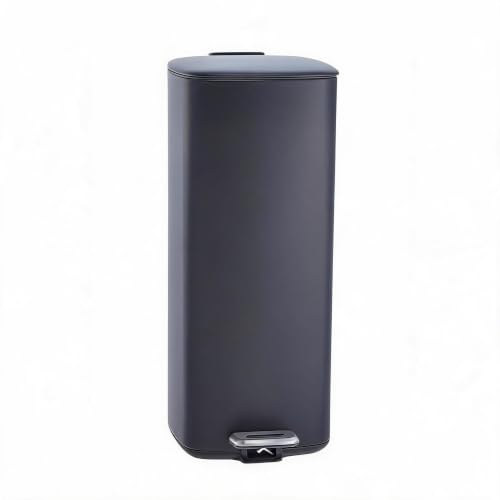 30L Colored Stainless Steel Step‑On Trash Can (Black)