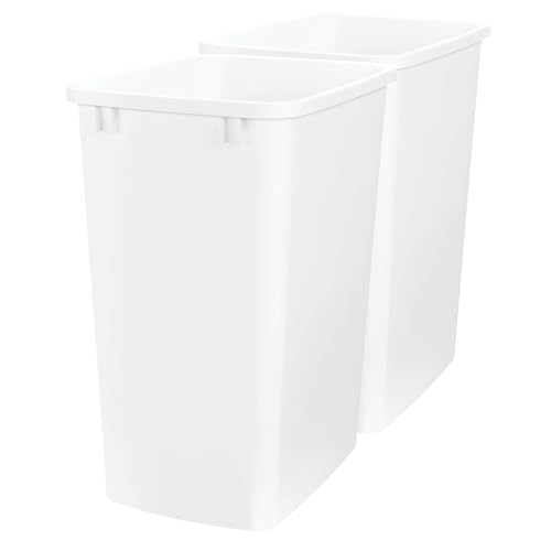 Double Pullout Garbage Trash Cans for Kitchen Cabinets (2 Pack / White)