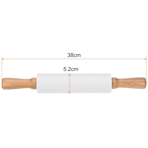 Silicone Rolling Pins for Baking 14.96 Inch Non (White / 38cm x 5.2cm)
