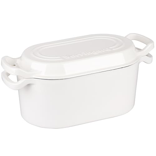 Oval Dutch Oven Pot with Lid (White)