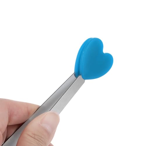 Mini Food Tongs 5.3" Heart Shape Stainless Steel with Silicon Tips Small Cooking Tongs Kitchen Food Tongs Serving Tongs for Cooking Grilling BBQ Barbecue Kitchen (Blue)