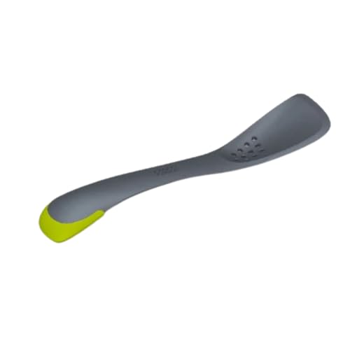 Uni-tool 5-in-1 Silicone Kitchen Utensil, Slotted Spoon, Turner, Cutting Tool, Solid Spoon and Spatula in one- Grey (Gray)