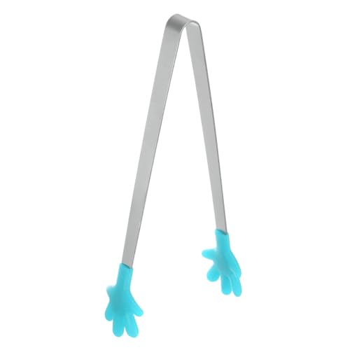 Mini Food Tongs 5.67" Hand Shape Stainless Steel with Silicon Tips Small Cooking Tongs Kitchen Food Tongs Serving Tongs for Cooking Grilling BBQ Barbecue Kitchen (LightBlue)