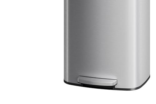 21 gal 80 L Stainless Steel Trash Can with Lid (Silver / 21.1 Gallons)