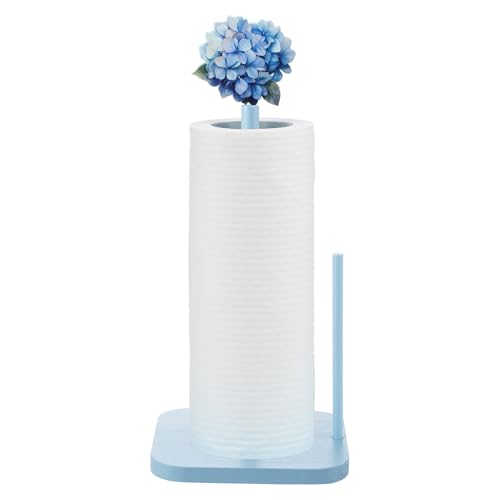 Blue Hydrangea Coquettish Cute Hydrangea Wooden Paper Towel Holder Blue Bathroom Countertop Accessories Kitchen Roll Stand Organizer Standing Apartment Decor Housewarming Gift (Blue Hydrangea)