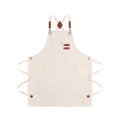 Chef Aprons for Men Canvas Apron with Large Pockets and Adjustable Neck Strap for Cooking (Cream)
