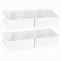 Large Closet Shelf Organizer Bins 4 Packs with Handles and Divider (White / 4 Bins 16.5"x11"x7.8")