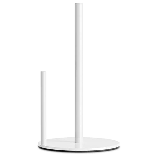 Paper Towel Holder White Stainless Steel Kitchen Countertop Roll Organizer (White)