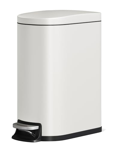 13 gal 50 L Metal Kitchen Trash Can with Lid (13.2 Gal-White)