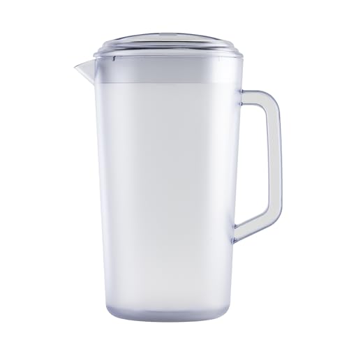 Heavy Duty 1 Gallon Plastic Pitcher with Lid (128 Ounces)