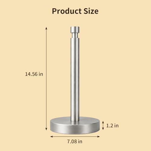 3.9lbs Heavy Duty Paper Towel Holder Countertop Weighted Base (Silver)