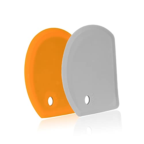 Silicone Dough Scraper with Metal Core Flexible Bowl Scraper Bread Baking (Gray & Orange)