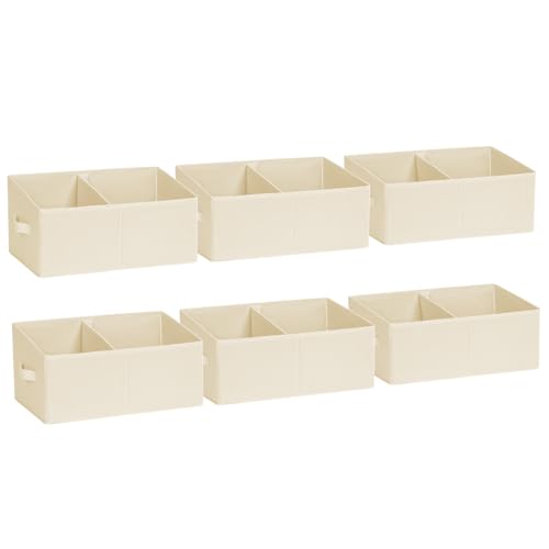 Closet Storage Bins (Beige / 6 Bins 16.5"x11"x7.8")