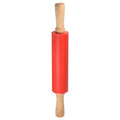 Silicone Rolling Pins for Baking 15 Inch Wooden Handle Non Stick Rolling Pin Small Roller Playdough Rolling Pins for Dough Pizza Pastry Fondant Kitchen (Red / 38cm x 5.2cm)