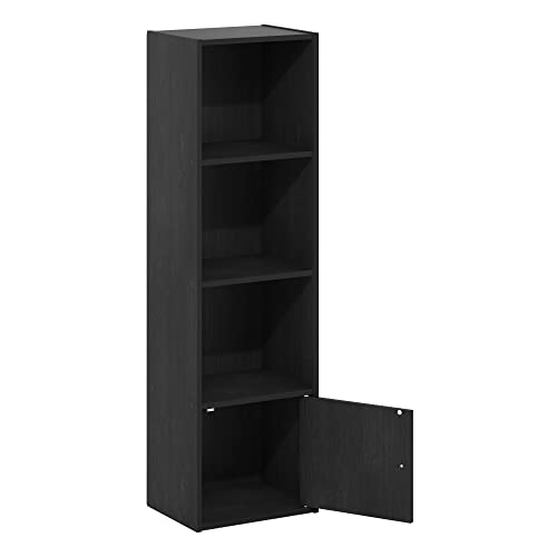 Luder Shelf Bookcase with 1 Door Storage Cabinet (Blackwood / 4-Cube with Cabinet)