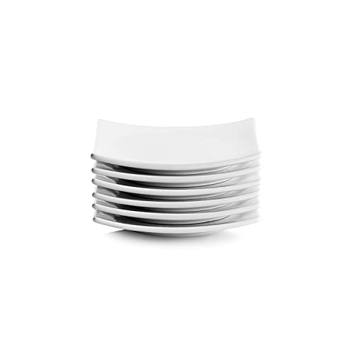 Simply White Ceramic 6 Inch Square Coupe Appetizer Plates