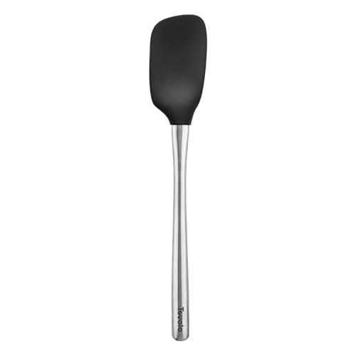 Spoon Spatula Spoonula with Stainless Steel Handle Ergonomic Grip Black (Black / Spoonula)